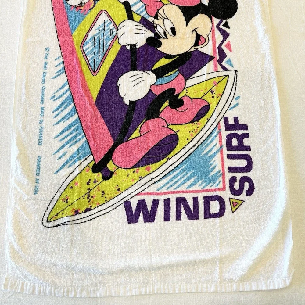 Vintage Disney Minnie Mouse Beach Towel Minnie's Adventure Club Surf Franco READ